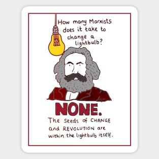 Marxism funny lightbulb joke hand drawn design Sticker